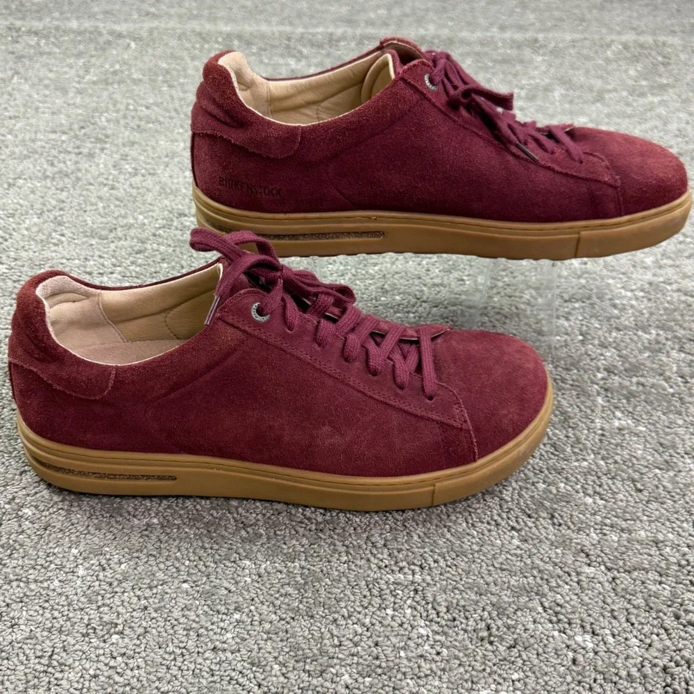 Birkenstock Bend Low Men 10 Maroon Suede Gum Sole Lace Up Sneakers